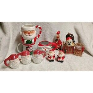 Vintage Christmas Lot. Salt And Pepper Shakers. Cups Ornaments